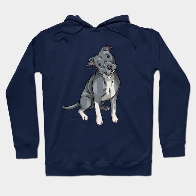 Cute American Pit Bull Terrier | Blue Hoodie by Shirin Illustration